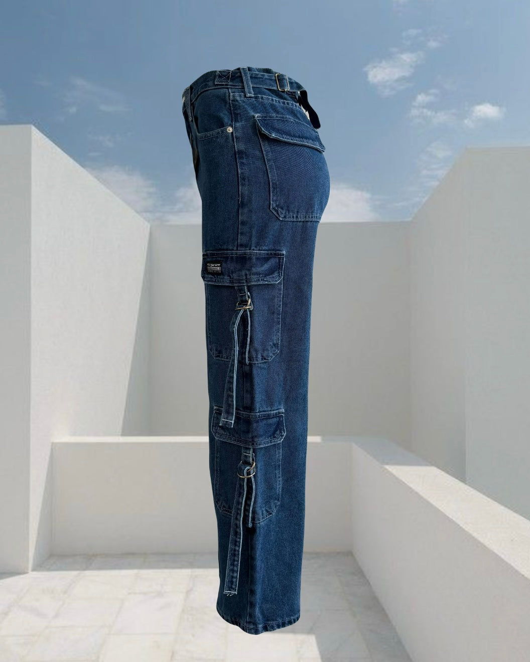 Cargo jeans azul claro ajustable